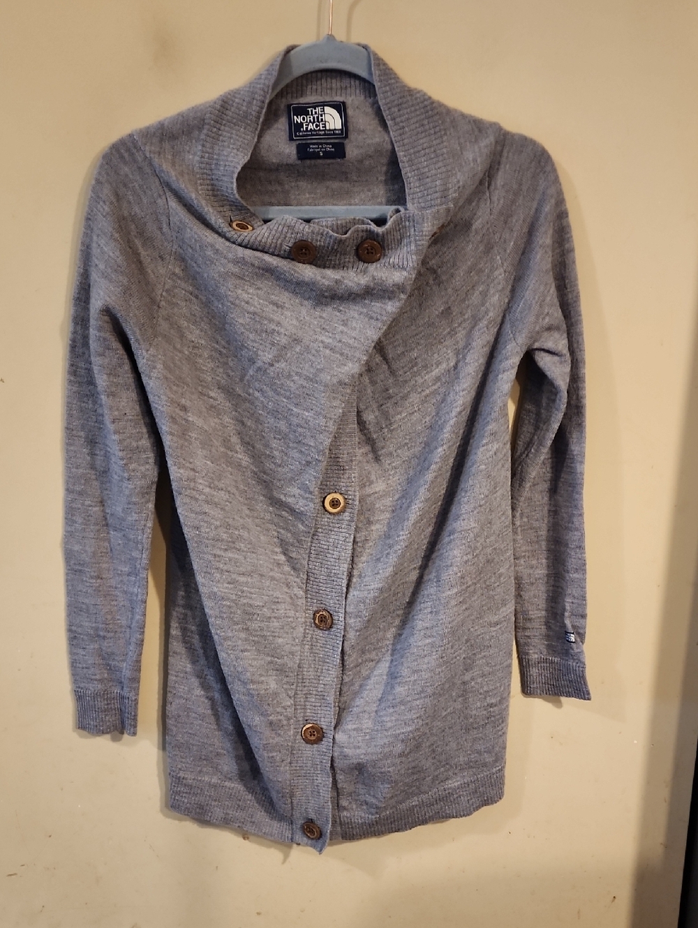 The North Face Women's Heather Gray Asymmetric Button Cardigan